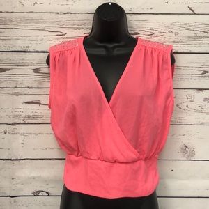 Penelope‎ got neon pink studded chiffon blouse